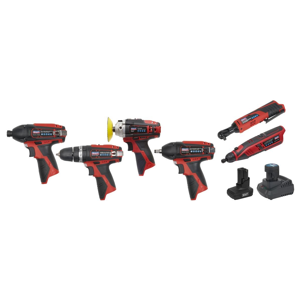 Sealey Kit combinato CP1200COMBO2 per utensili elettrici senza fili, serie SV12, 6 x 12 V