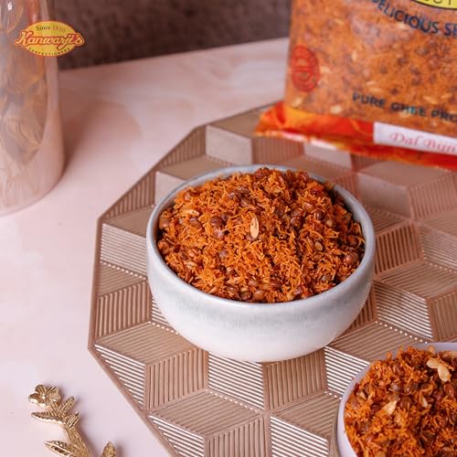 Image of Kanwarji's Confectioners Kaju Dal Biji Namkeen (250g) | Made with 100% Pure Desi Ghee | Premium Kaju Dalmoth | Handmade Ready to Eat Snack