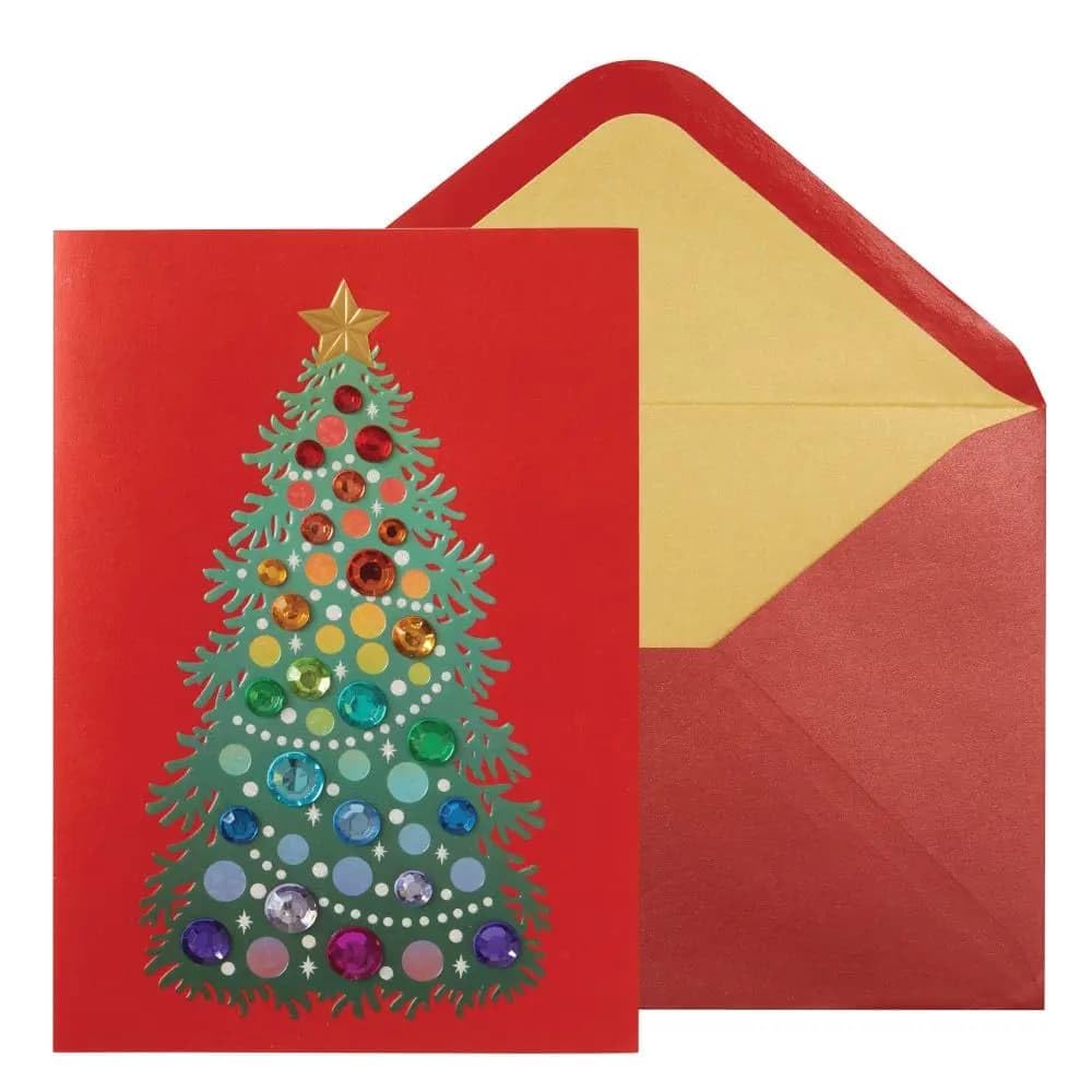 NIQUEA.D, Multi Colored Gem Tree Christmas Card