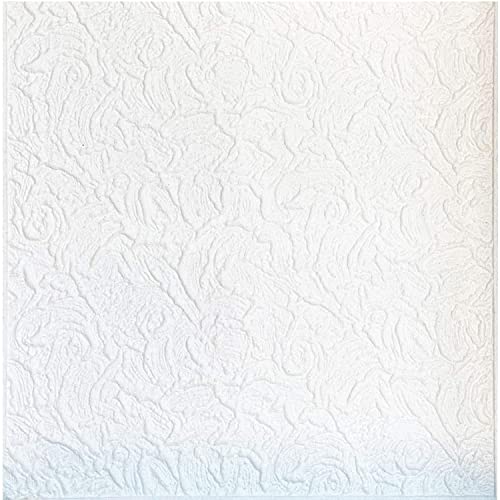 Pannello Polistirolo Decorativo per Soffitto e Parete effetto 3D Isolante Termico spessore medio 8mm dimensioni 50x50cm, Confezione da 10mq (40 pannelli) Colla per Polistirolo Pannelli inclusa (B006)