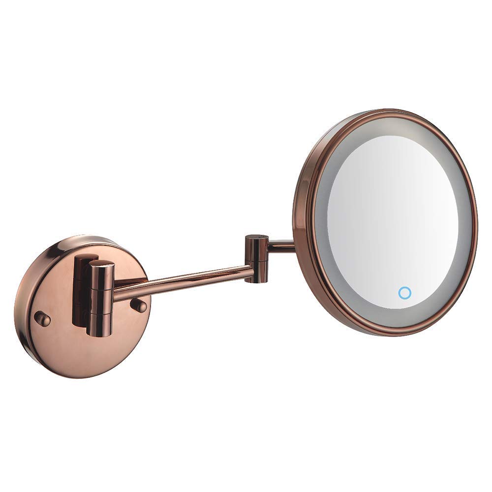 Miroir maquillage LED 8 pouces avec loupe vanité et bras réglable de salle de bains