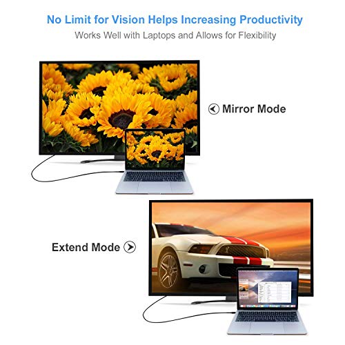 Image of Tobo - Type C to HDMI Cable,6ft /1.8m USB 3.1 USB C (Thunderbolt 3 Compatible) to HDMI 4K for Samsung Galaxy S8 /S8 Plus /Note 8 /MacBook /MacBook Pro /Google ChromeBook Pixel (Black)-TD-200TC.
