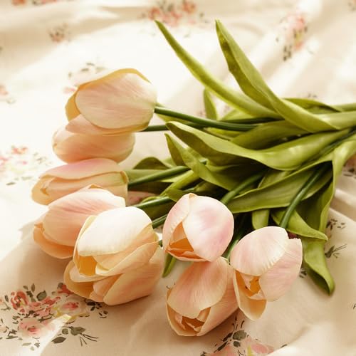 Image of Pure Home and Living Yellow Faux Tulip Spray 1 Piece