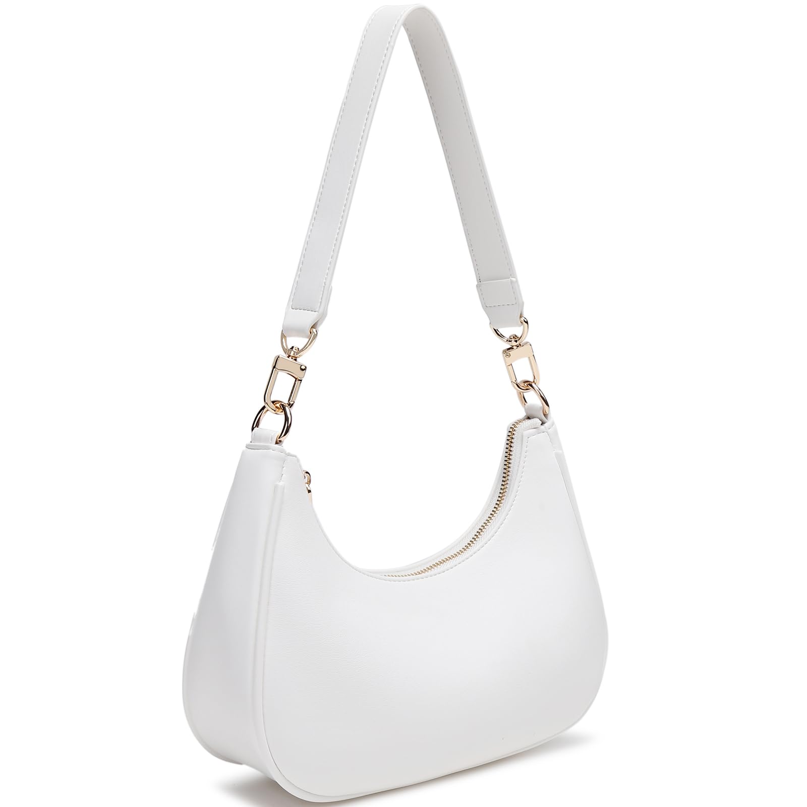 Women's Shoulder Bags Cute Hobo Purses Vintage Handbags with Zipper Lightweight Underarm for Dating Shopping Gift (White) view 3