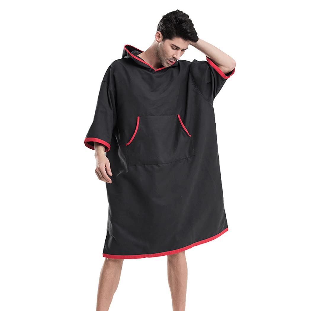 LANGWEI Accappatoio Asciugamano in Microfibra per Adulti Poncho Muta da Nuoto Leggera con Cappuccio ad Asciugatura Rapida per Il Surf, Il Nuoto, Gli Sport Acquatici