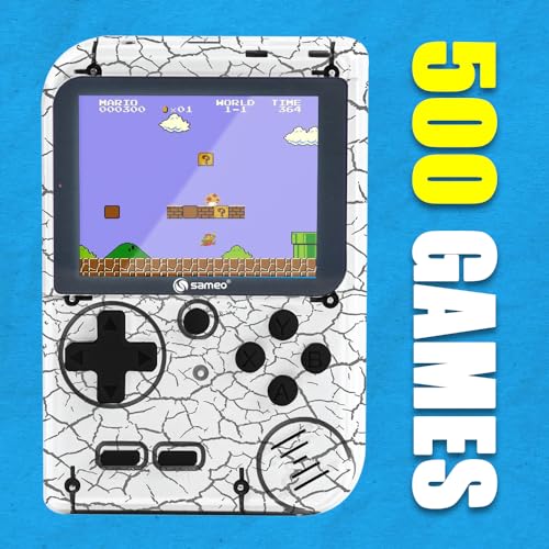 Image of Sameo Handheld Video Game Console, Dreamboy Retro Mini Game with 500 Classic Retro Game TV Compatible for Kids, Rechargeable 8 Bit Classic (Marble White)