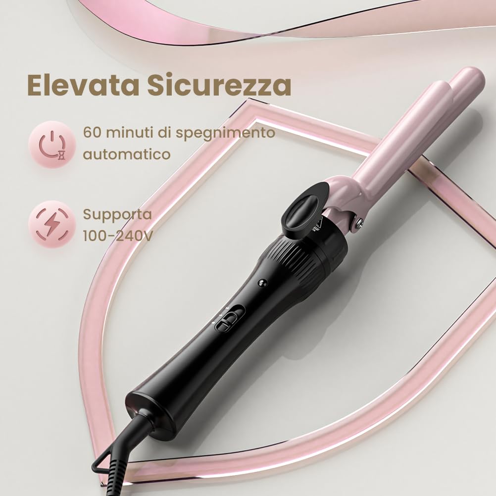 ELEHOT-Store Ferro Arricciacapelli 5 in 1, Ferro Arricciacapelli Professionale con Diversi Diametri, Rivestimento in Ceramica, Riscaldamento Rapido, Temperatura Regolabile, Crea Ricci Grandi e Piccoli