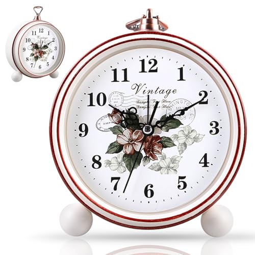 BORDEAG Despertador Retro, Reloj Despertador Analógico Sin Tictac, Despertador Pilas Reloj de Mesa Vintage Silencioso para...