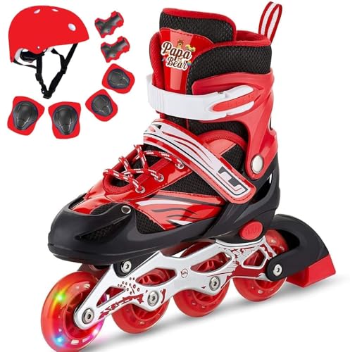 LONGMIRE Inline Skates Size Adjustable All Pure PU Strong Wheels ...