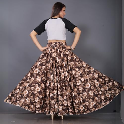 Image of JYESHTA Women's American Crepe Flared A Line Stitched Long Skirt with 12 Mtr Flare 40 in Height | Skirts for Women Long Length | Long Skirts for Girls