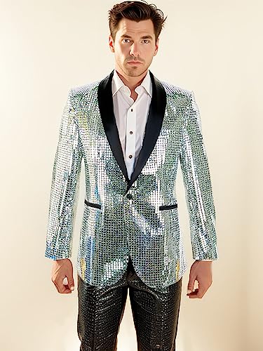 Nawgut Sequin Blazer Metallic Suit Disco Prom Shiny Jacket Wedding Party Banquet Fashion Tuxedo for Mens Adult3