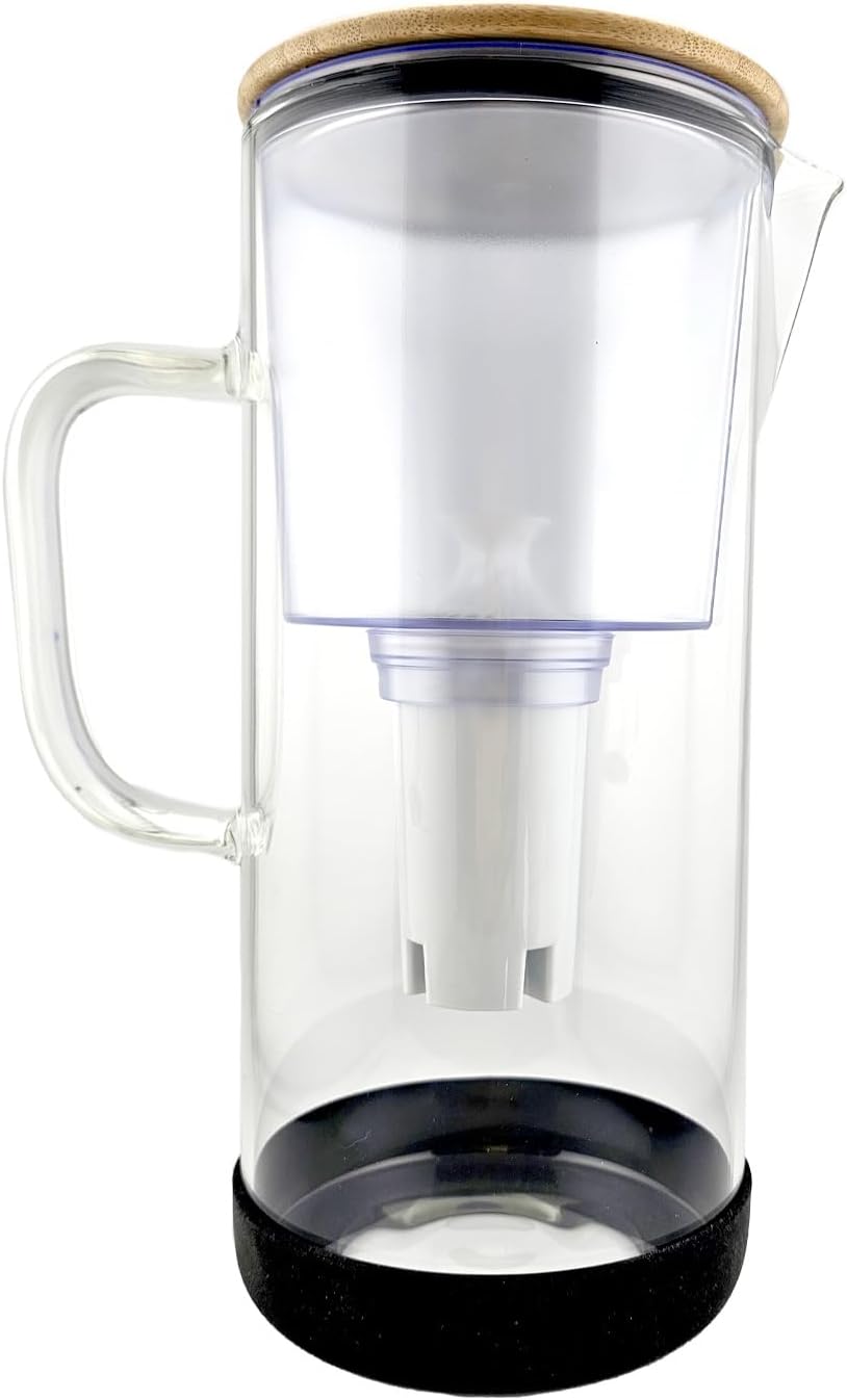 Glass Pitcher with Mineral Rich Filter, Compatible with Brita Filters, Fits in Refrigerator