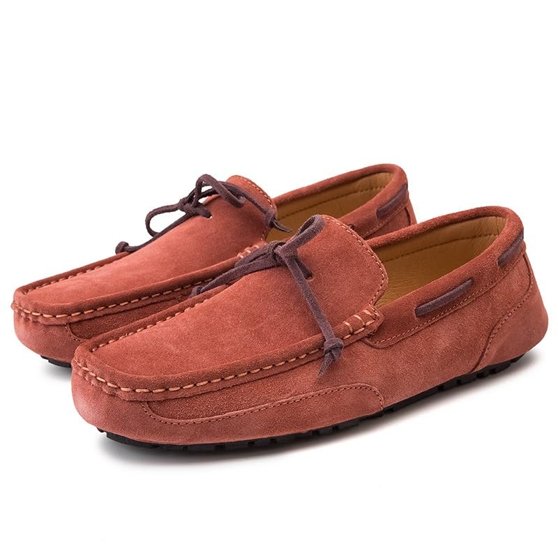 Mens Loafers Square Toe Solid Color Suede Vamp Boat Shoes Flat Heel Lightweight Flexible Casual Slip-ons3