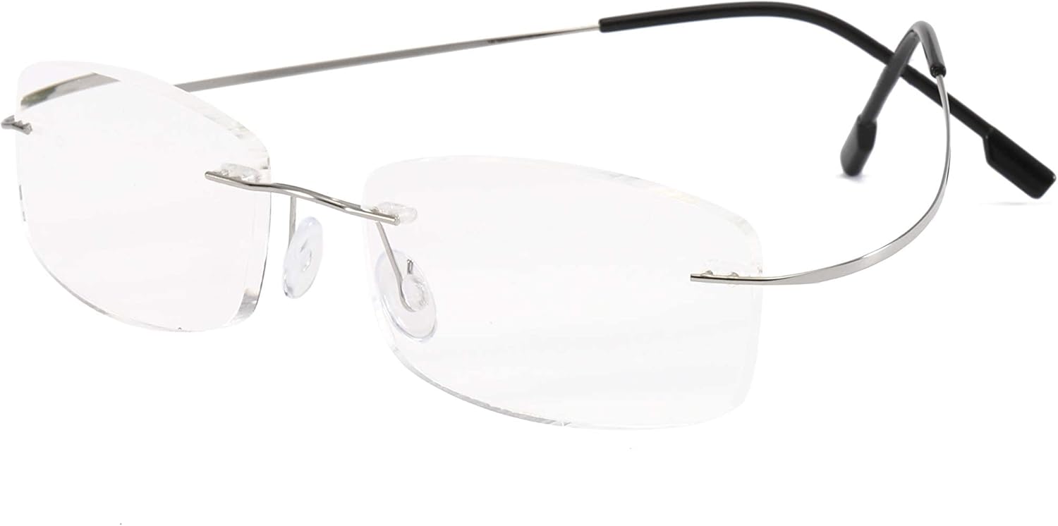 Viseng Set of 2 Rimless reading glasses titanium metal ultra light Readers of Men Women - Image 7
