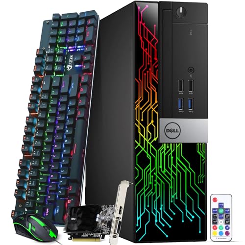 Dell Gaming Desktop Computer PC - Intel Core i7-6th Gen - 16GB DDR4 RAM - 512GB SSD - GeForce GTX 1050 Ti - RGB Desktop - RGB Keyboard & Mouse - WiFi - Windows 11 Pro (Renewed)