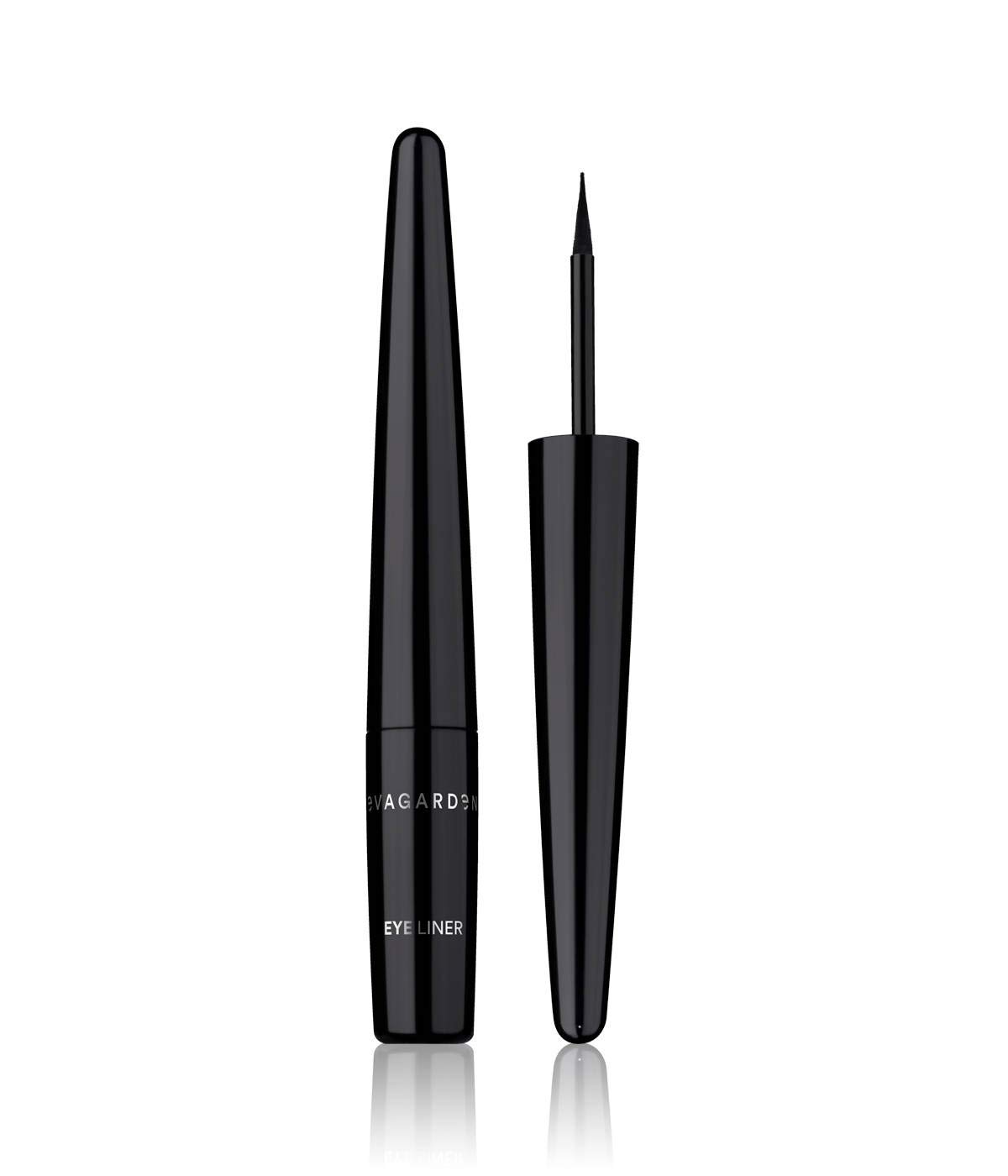 EVAGARDEN Long Lasting Eye Liner - Liquid Formula with Thin Applicator for Precise, Quick Makeup - Emphasize Your Look with Graphics - Set Curves from Light to Dramatic - 01 Black - 0.05 oz