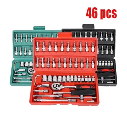 Kit de herramientas para reparación de autos 46 piezas negro miniatura 2