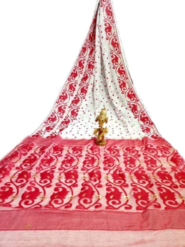 Handloom Jamdani Saree Hand Work Soft Dhakai Jamdani/ Cotton Muslin Jamdani Saree/ Bengal's Jamdani Sari For Wedding, Party, Anniversary, Ethnic Wear Gift For Her By OISHANISAREEGHOR. (Style 1)