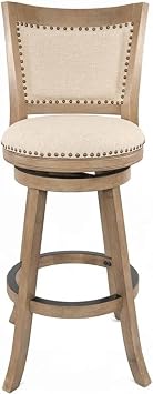 Boraam Melrose 29" Swivel Bar Stool, Driftwood Wire - Brush & Ivory, 29" Bar Height