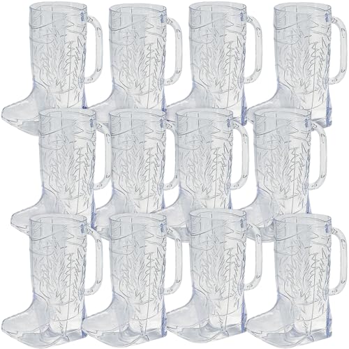 Fun Express Cowboy Boot Cups Clear Plastic 17oz 12 Pack