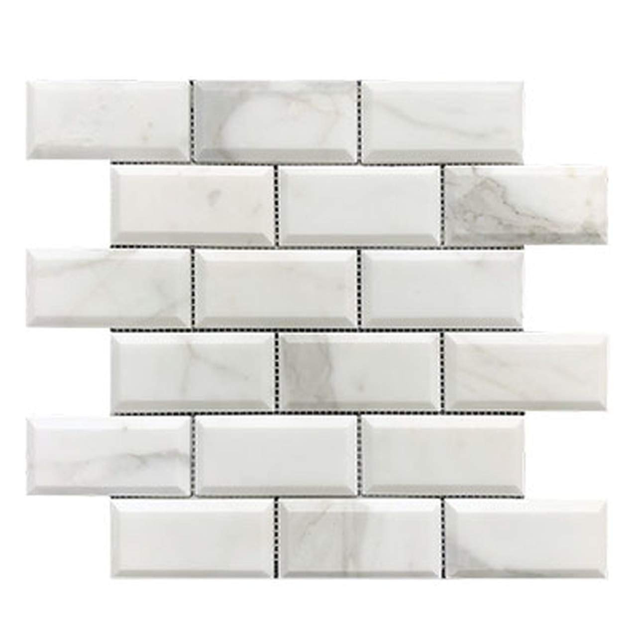 Buy Calacatta Gold Italian Marble 2x4 Wide Bevel Subway Mosaic Tile