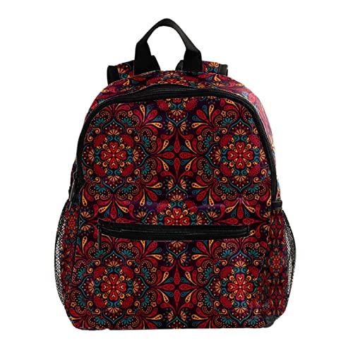 Mini sac à dos de voyage mandala rouge pour les sorties des enfants en famille