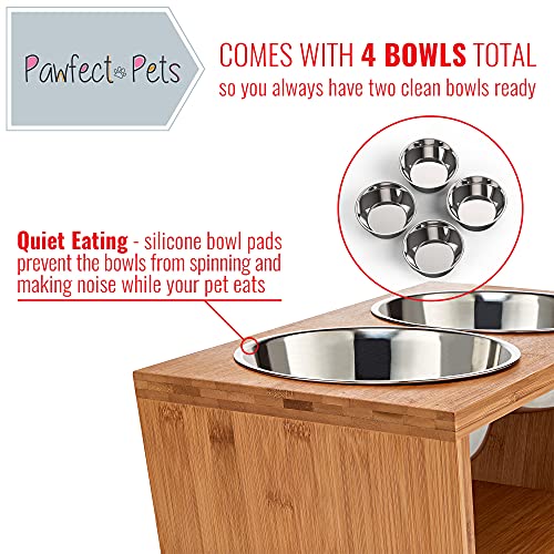 Pawfect Pets Elevated Dog Bowl Stand- 7" Raised Dog Bowl for Medium Dogs. Pet Feeder with Four Stainless Steel Bowls. - Image 4