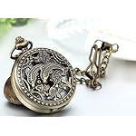 JewelryWe Retro Zahnrad Ritzel Hohe Openwork Handaufzug Mechanische Taschenuhr Skelett Uhr Pullover Halskette Kette – Bild 2