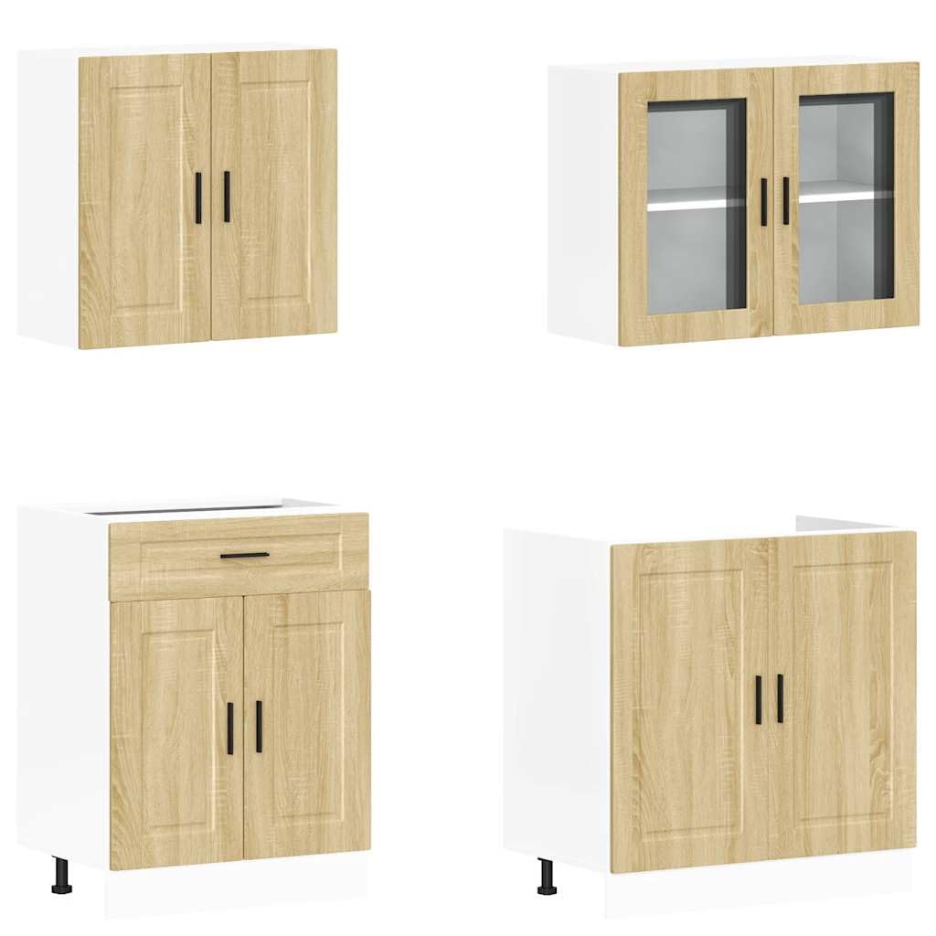 Mueble Cocina Kalmar Roble Sonoma 4 pzas Madera contrachapada