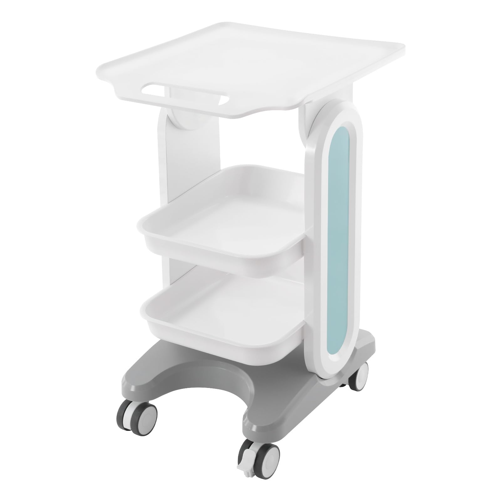 Cochecito médico de laboratorio con palé de dos pisos y 1 estante superior, carrito de laboratorio con ruedas de material ABS, 60 kg, carro médico para laboratorio, clínica, hospital, salón