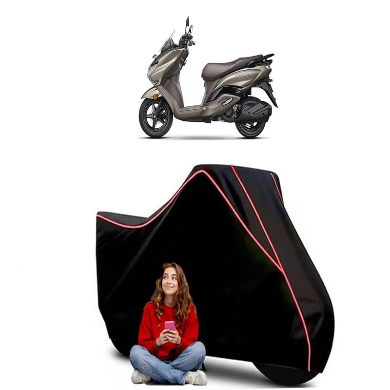 Image of Burgman 400 Scooty Bike Cover Water Resistant Outdoor Use Universal Fit Scooters Motorcycles Heavy Duty UV Protection Dust Rain Scratch Resistant Elastic Bottom Black Blue Piping