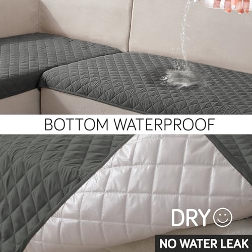 Image of HOKIPO Polyester Quilted Waterproof Sofa Cover Mats For 1 /2 /3 Seater Sofa And L Shape. Make Your Own Sofa Cover Set, Mat Length 81(D) X 60(L) Cm, Anchor Grey (Ar-4963-W5)