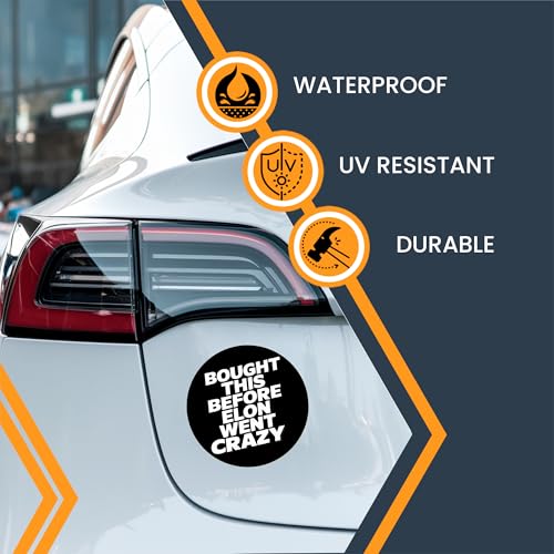 Image of Magnet Me Up I Bought This Before Elon Went Crazy Car Magnet Funny 5 Inch Bumper Magnetic Decal Black, Weatherproof, UV-Printed & Durable Elon Musk Car Decoration, Made in USA