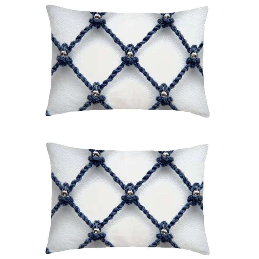 Housse de coussin géométrie 60x90 cm rectangulaire en lin imperméable pour salon de jardin