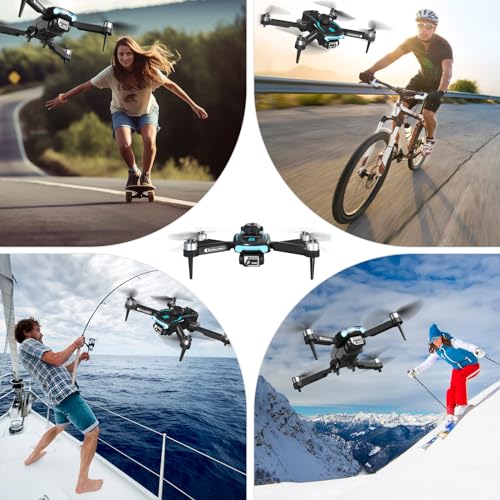 Drone com câmera para adultos 1080p HD, mini drone com prevenção de obstáculos, 50 minutos de tempo de voo, quadricóptero RC dobrável com motor sem escovas para iniciantes, drone de... glide