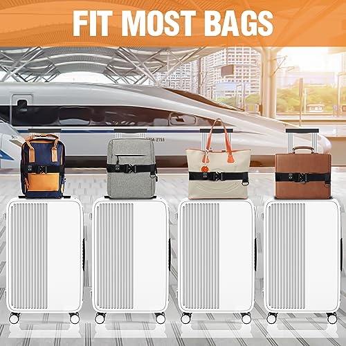 Image of Travel Belt for Luggage Over Handle, Safecube Luggage Strap for Carry On Bag, Elastic Luggage Belt Strap for Suitcases Add a Bag, Adjustable Luggage Bungee Straps, Securing Luggage for Travel