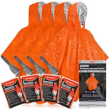 aZengear Emergency Survival Poncho (4pc) Thermal Mylar Foil Coati...