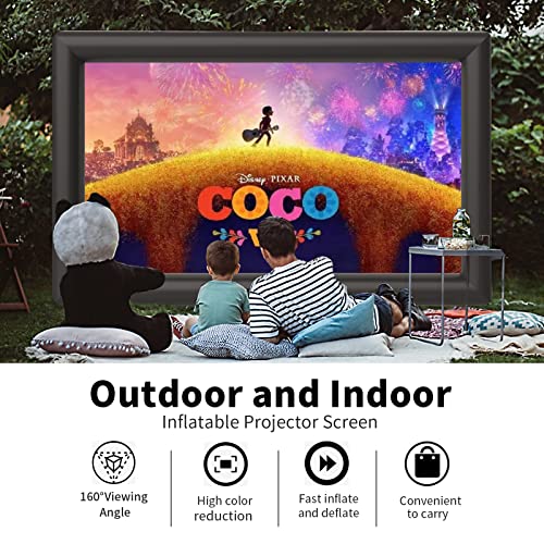 Image of Inflatable Screen Outdoor 30ft with Air Blower, Extra Large Blow Up Projector Screen for Outside Movie Nights Home Theater Backyards Pool BBQ Party Fun, Supports Front and Rear Projection