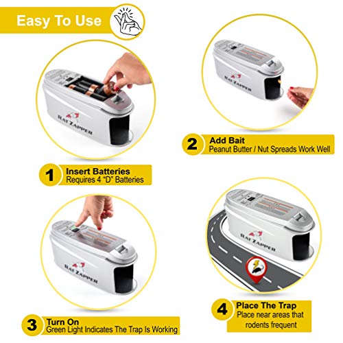 Rat Zapper - Electronic Rodent Killer - Effective & Humane Mouse Trap Killer for Rats & Mice - Safe & Mess Free