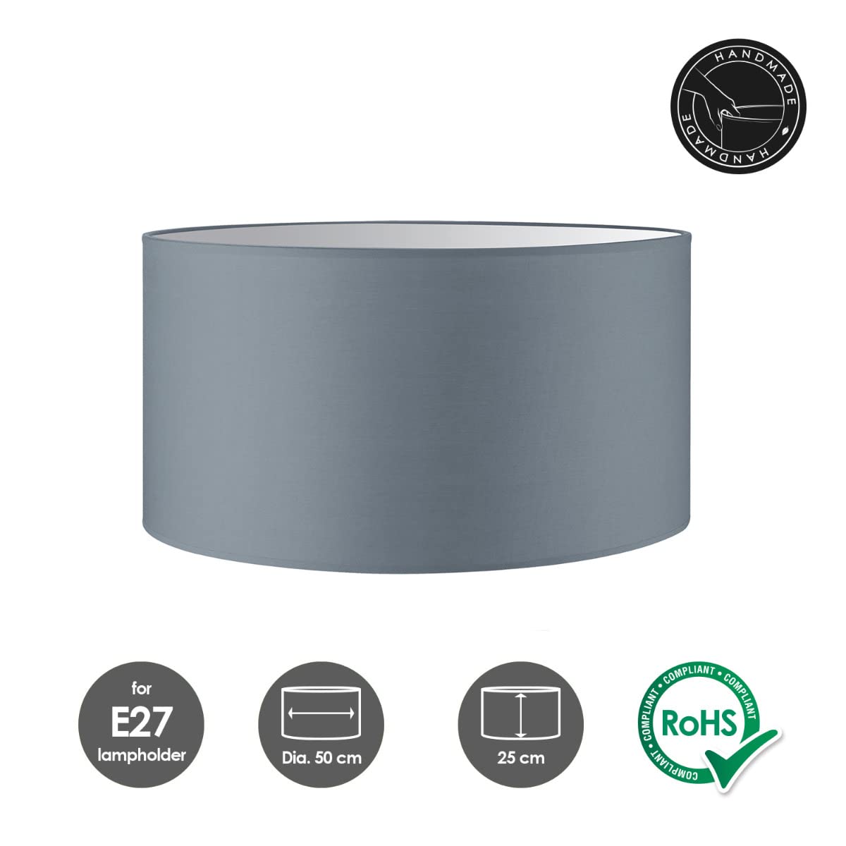 Home Sweet Home Paralume in tessuto - D.50 x H.25 cm - Grigio chiaro - E27 - per piantana & lampadario