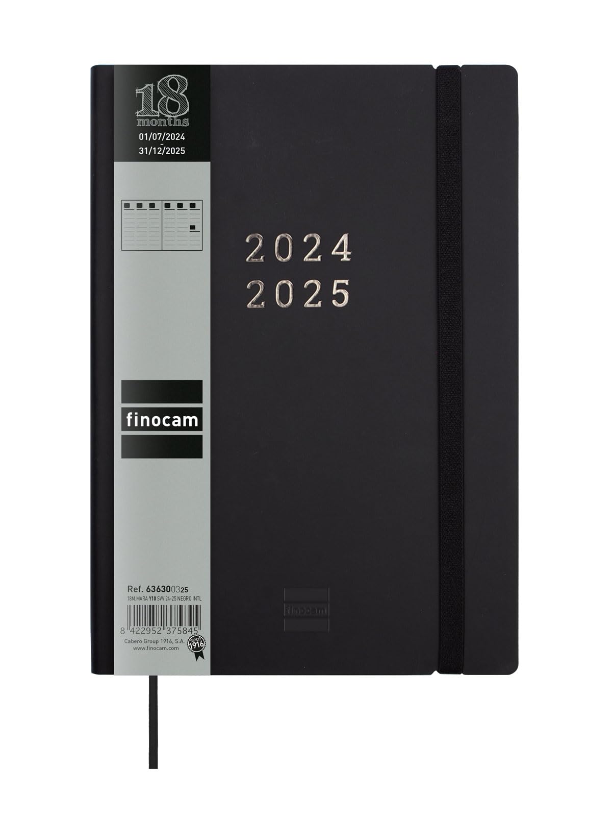 Finocam - Mara 2024-2025 18-Month Diary Vertical Week View July 2024 - December 2025 (18 Months) Black International - Image 2