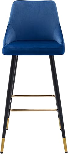 Miniatura 6 de DUHOME Juego de 2 taburetes de bar con botones de terciopelo, modernos taburetes de bar de 30 pulgadas con respaldo y base dorada para cocina, Azul,