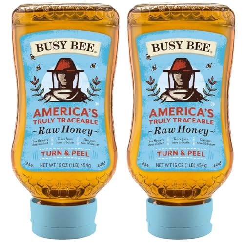 BUSY BEE Raw Unfiltered Honey (Pack of 2), 16 OZ Each, Made in the USA