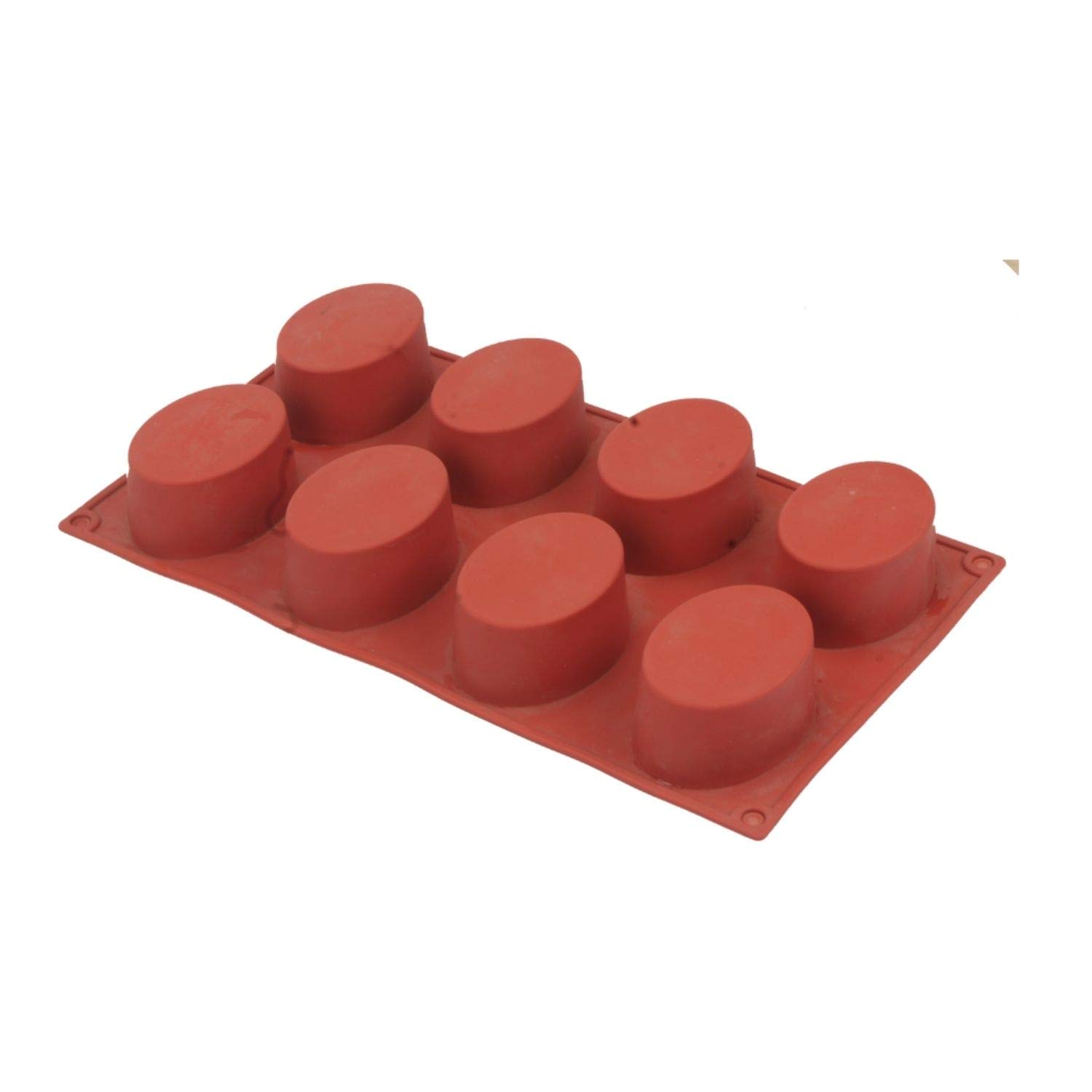 Klassic Silicone Mould Tray/Oval Shape/8-Cavity Cake Mould/Soap Making Mould Tray (Assorted, Pack of 1), red, Standard Size (KL-SilRndred)