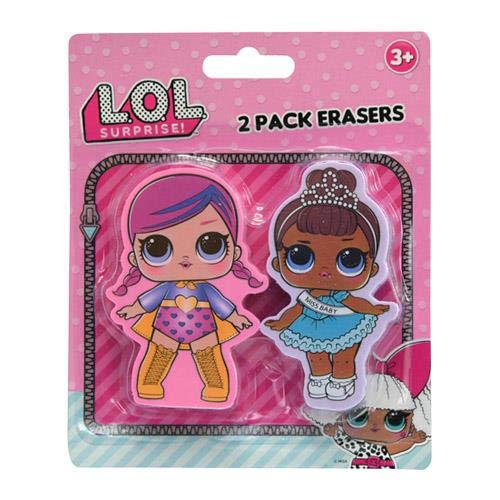 LOL Surprise 2pk Shaped Pencil Top Erasers on Card