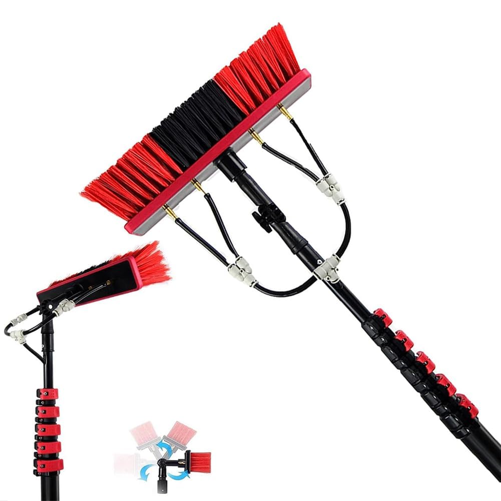 IUokLU Solar Panel and Window Cleaning System with Telescopic Pole and Water Fed Brush(24ft(7.2m))