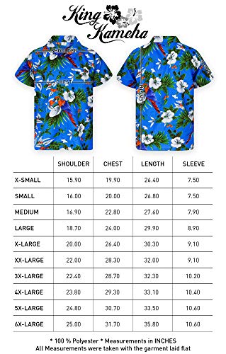 King Kameha Funky Hawaiian Shirt, Shortsleeve, Cherryparrot, Blue, Xs #TOP6