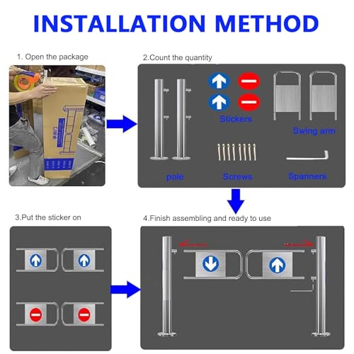 Cancello a battente automatico durevole per supermercati e negozi, porta di sicurezza a chiusura automatica unidirezionale per cortili e magazzini, 80 x 97 cm, cancello di accesso esterno con molle