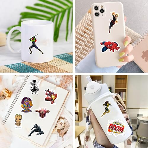 Image of Pack of 75+ Superhero Stickers Waterproof Comic Legends Theme Decals for Laptop, Avengers Aesthetic Vinyl Hydroflask Water Bottles Guitar Skateboard Luggage Bike, Colorful