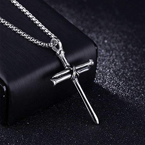 MUERDOU Cross Necklace for Men Cross Pendant STRENGTH Bible Verse Stainless Steel Necklace3
